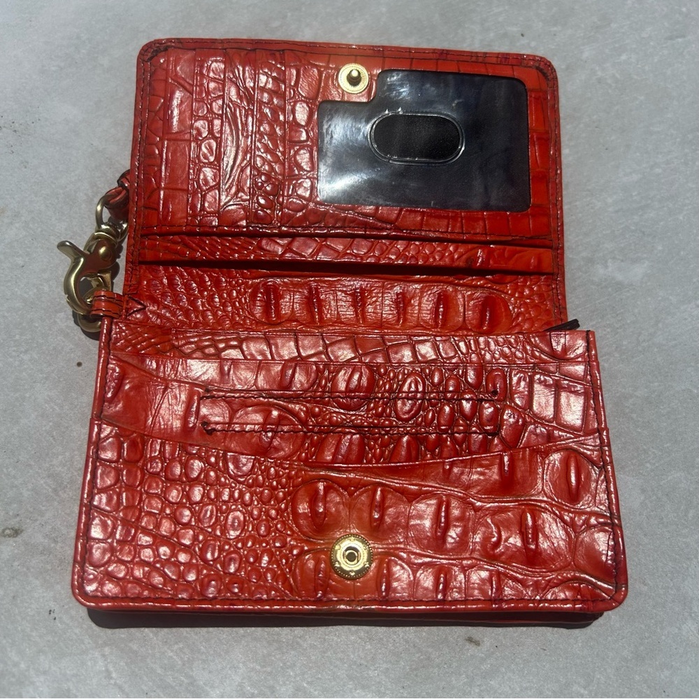 Brahmin fiery Red orange croc embossed backpack, wallet and tassel charm set - Picture 5 of 17
